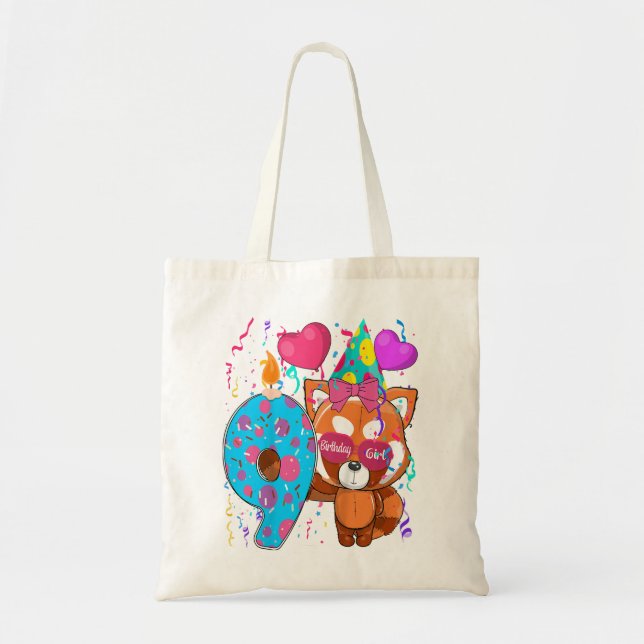 Bolsa Tote Crianças Red Panda 9º Aniversário I'm 9 Anos G (Frente)
