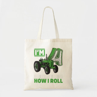 Bolsa Tote Crianças Trator de Fazenda Verde 4º Aniversário 4º