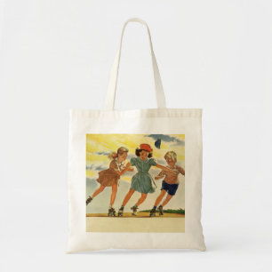 Bolsa Tote Crianças Vintage, Meninas Divertidas Roda