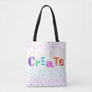 Bolsa Tote Criar com Pontos Polka Arco-íris