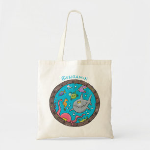 Bolsa Tote Criaturas marinhas engraçadas desenho de desenhos 