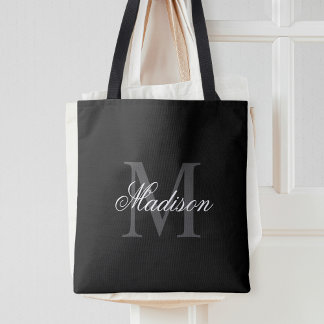 Bolsa Tote Crie seu nome personalizado Monograma Caligrafia P