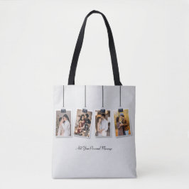 Bolsa Tote Crie Seu Próprio Colagem de 4 Fotos