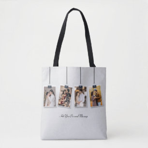 Bolsa Tote Crie Seu Próprio Colagem de 4 Fotos