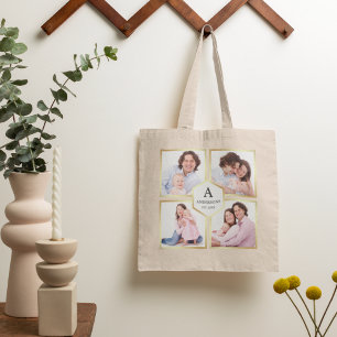 Bolsa Tote Crie Seu Próprio Colagem de Fotos de Família com 4