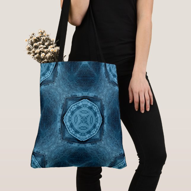 Bolsa Tote Crie seu próprio Impressão de patch azul denim per (Close Up)