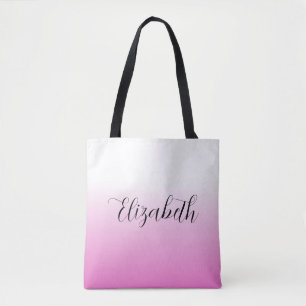 Bolsa Tote Crie seu próprio nome de tipografia Na moda a rosa