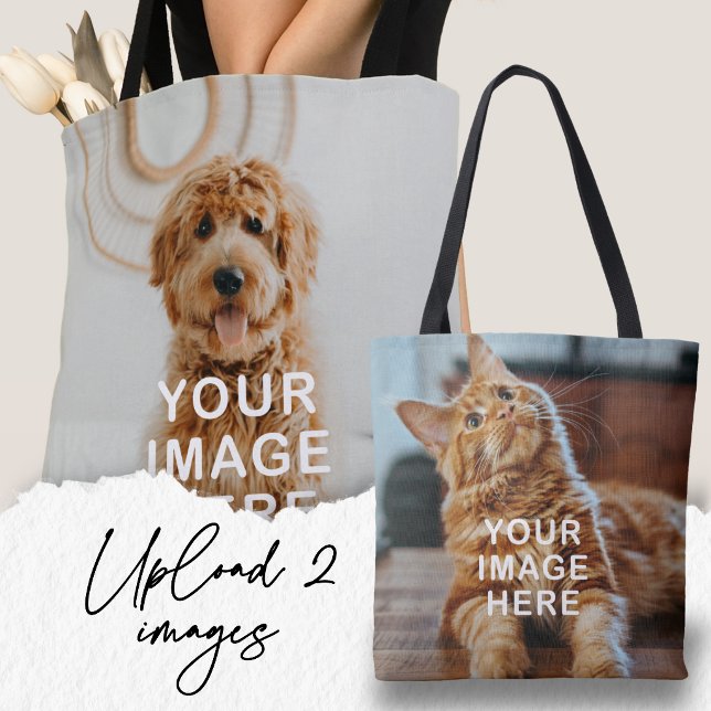 Bolsa Tote Crie seu próprio saco de mão simples de 2 imagens (Criador carregado)