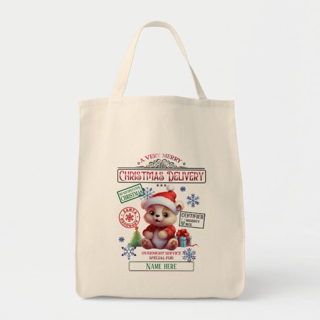 Bolsa Tote Crie Seu Próprio Saco De Presente Do Urso De Natal (Frente)