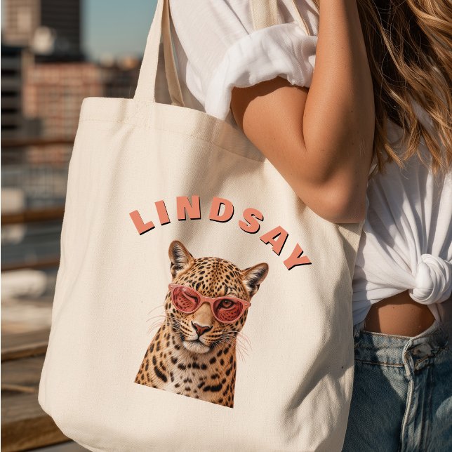 Bolsa Tote Crie Sua Própria Citação Personalizada Leopardo  (Create Your Own Custom Quote Leopard Tote Bag)