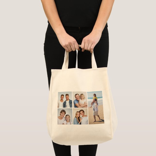 Bolsa Tote Crie Sua Própria Colagem de 5 Fotos (Frente (produto))