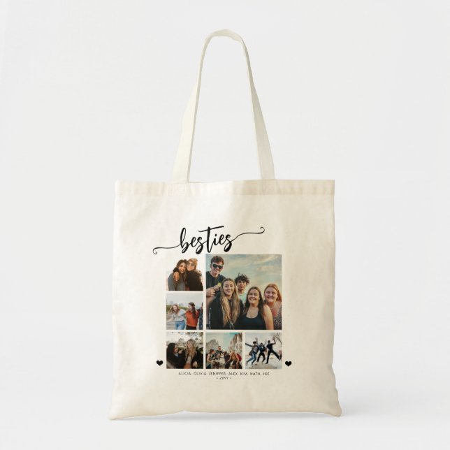 Bolsa Tote Crie sua própria colagem de 6 fotos dos melhores a (Frente)
