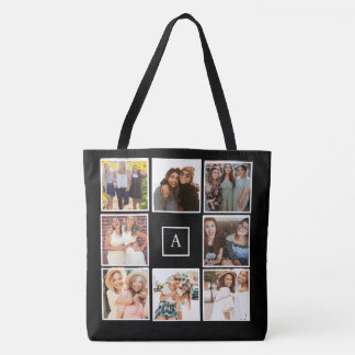 Bolsa Tote Crie sua própria colagem de 8 fotos monocromática