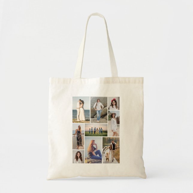 Bolsa Tote Crie Sua Própria Colagem de 9 Fotos (Frente)