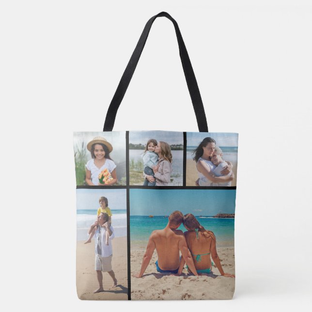 Bolsa Tote Crie sua própria colagem de fotos (Frente)