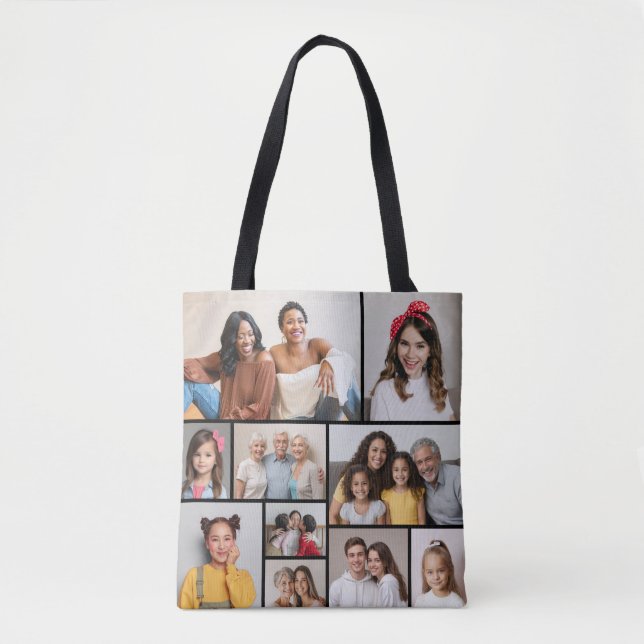 Bolsa Tote Crie sua própria colagem de fotos (Frente)