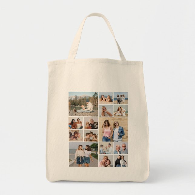 Bolsa Tote Crie Sua Própria Colagem De Fotos 15 (Frente)
