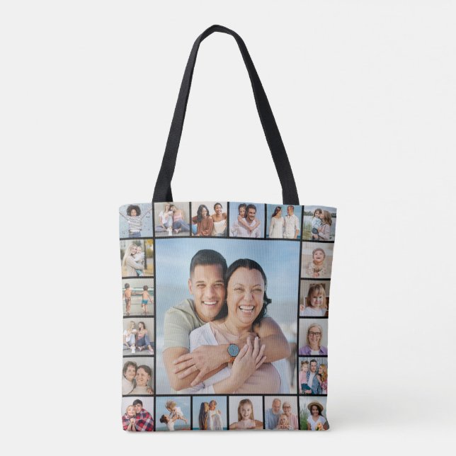 Bolsa Tote Crie sua própria colagem de fotos 21 (Verso)