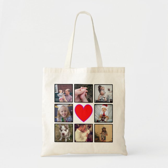 Bolsa Tote Crie sua própria colagem personalizada de fotos (Frente)