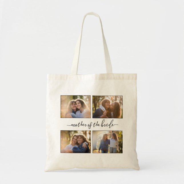 Bolsa Tote Crio Personalizado Colagem de Fotos Mãe da Noiva (Frente)