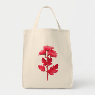Bolsa Tote Crisântemo Floral Rosa Elegante