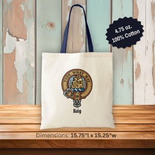 Bolsa Tote Crista do Clã Haig sobre Xadrez Tartan