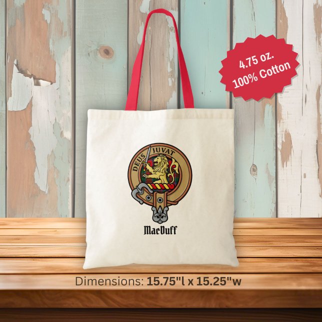 Bolsa Tote Crista do Clã MacDuff sobre Tartan (Criador carregado)