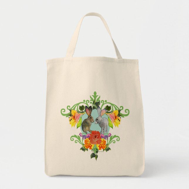 Bolsa Tote Crista dos coelhos & das flores (Frente)
