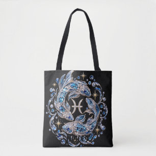 Bolsa Tote Cristal de Prata Peixes Zodíaco