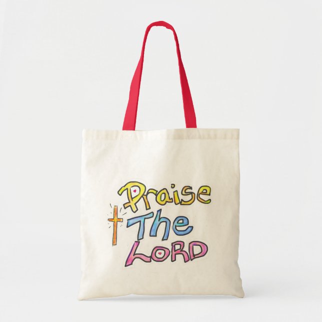 Bolsa Tote Cristão ‘Louvem o SENHOR’ com Cruz (Frente)
