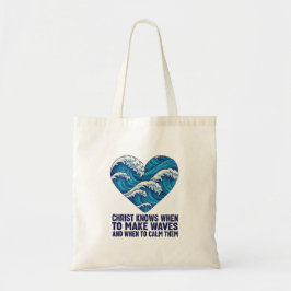 Bolsa Tote Cristo azul oceânico e design de ondas
