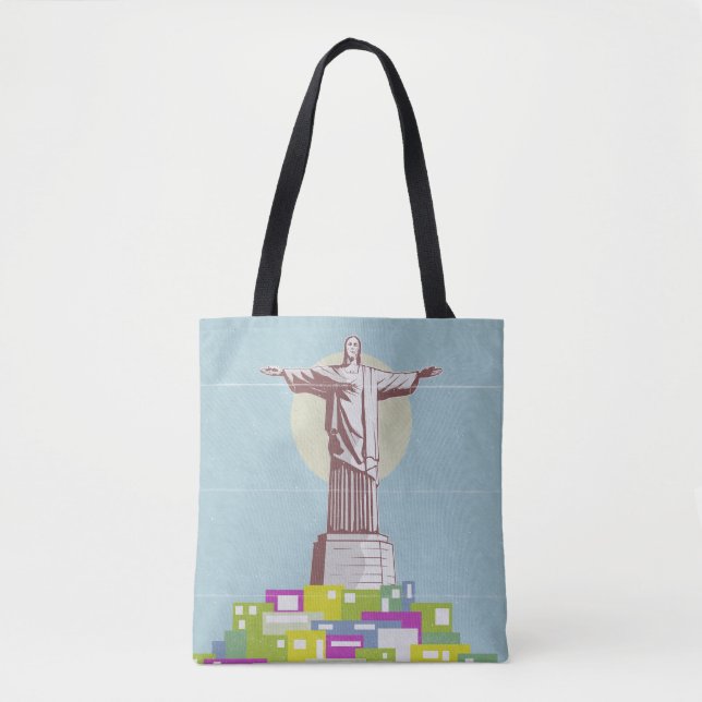 Bolsa Tote Cristo da Favela do Poster de viagens Redentor (Frente)