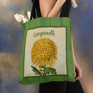 Bolsa Tote Cristóvão Dourado gigante com Damasco verde