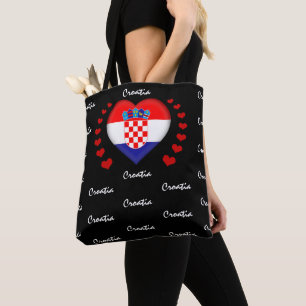Bolsa Tote Croácia Flag & Heart, Croatian Flag fashion /sport