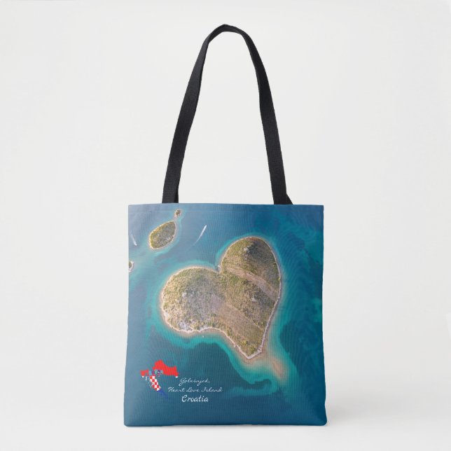 Bolsa Tote Croácia | Hrvatska | Galešnjak, Ilha do Amor Coraç (Frente)