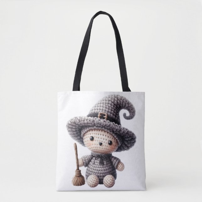 Bolsa Tote Crochet Bruxa Fofa (Frente)