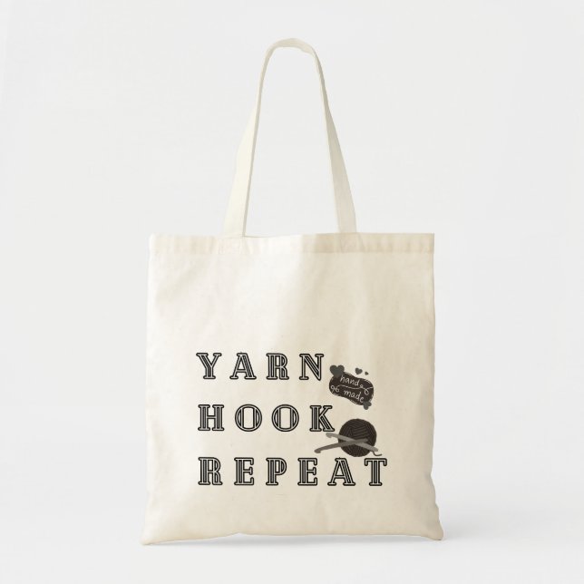 Bolsa Tote Crochet Repetido com Gancho de Fio Feito à Mão (Frente)