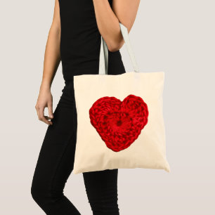 Bolsa Tote Crochet Yarn Heart ・ Artesanatos feitos à mão