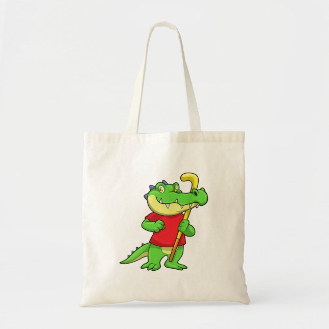 Bolsa Tote Crocodilo no hóquei de campo com taco (Frente)