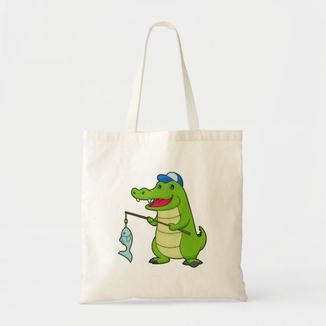 Bolsa Tote Crocodilo Pesca com Pescado (Frente)