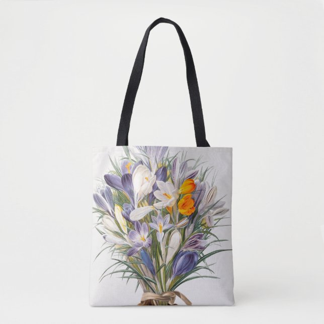 Bolsa Tote Crocus Primavera Fllower Arte Botânica (Frente)