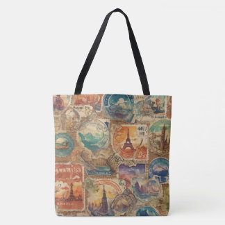 Bolsa Tote Crônicas de Wanderlust: Carimbos de Viagem de Esti
