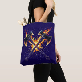 Bolsa Tote Crossed Fantasy Axes with Fiery Energy – Powerful 