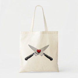 Bolsa Tote crossing chef knives with heart