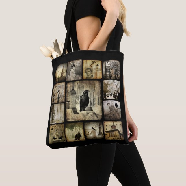 Bolsa Tote Crow Collage Art (Close Up)