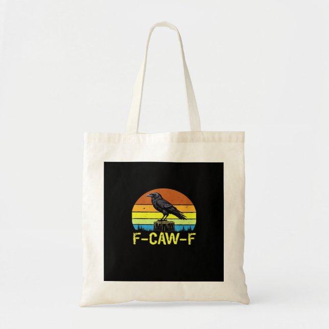 Bolsa Tote Crow F-Caw-F Funny Bird Clássico Minimal Limpo (Frente)