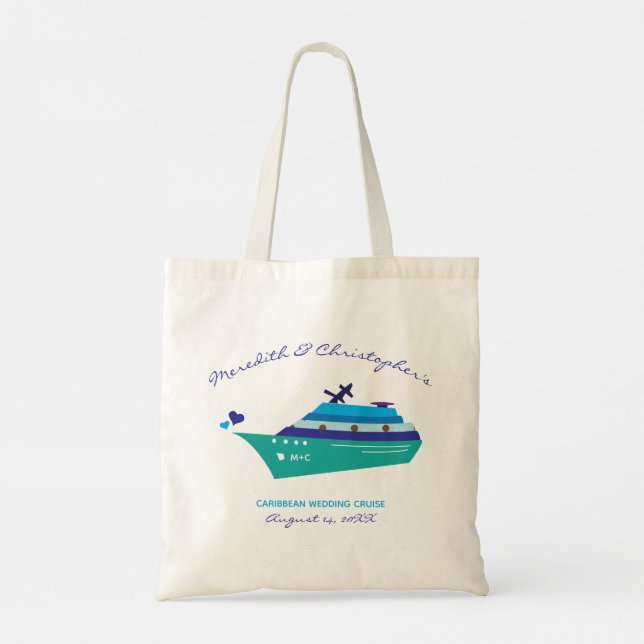 Bolsa Tote Cruise de Casamento Personalizado (Verso)