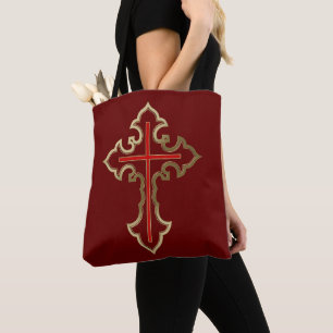 Bolsa Tote Cruz cristã dourada