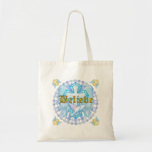 Bolsa Tote Cruz Cristã Dourada Acredite
