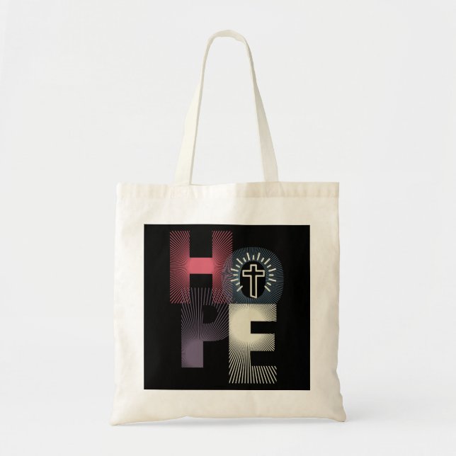 Bolsa Tote Cruz de Esperança Minimalista (Frente)